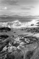 Luskentyre seascape, waves breaking, Harris. Black and white