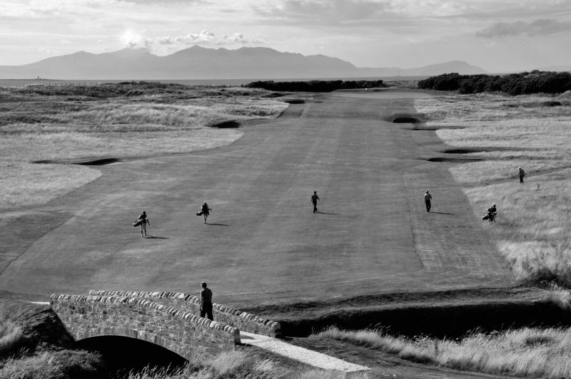 Prestwick golf course. 10th hole. With new bridge. Black and white